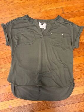 Cupio Olive Green V-Neck Pocket Tunic